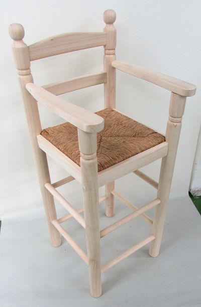 Trona para niño en madera natural y asiento de